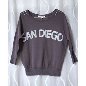 Grey San Diego Studded Shoulder Dolmann Sweater | Size M